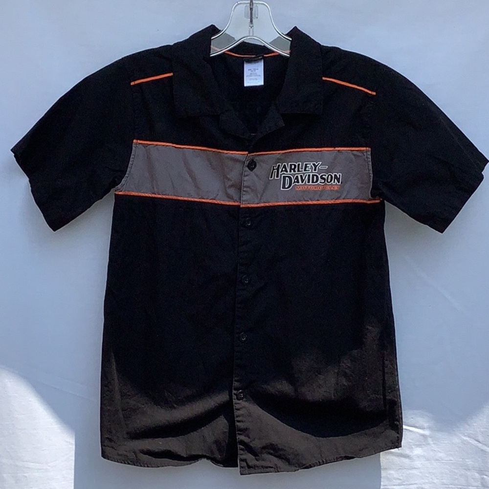 HARLEY DAVIDSON YOUTH 12-14 BUTTON UP LOGO SHOP SHIRT